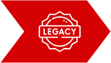 A red background with the word legacy in white.