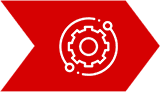 A red background with an image of a gear.