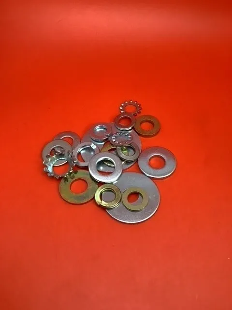 A bunch of washers are on the table