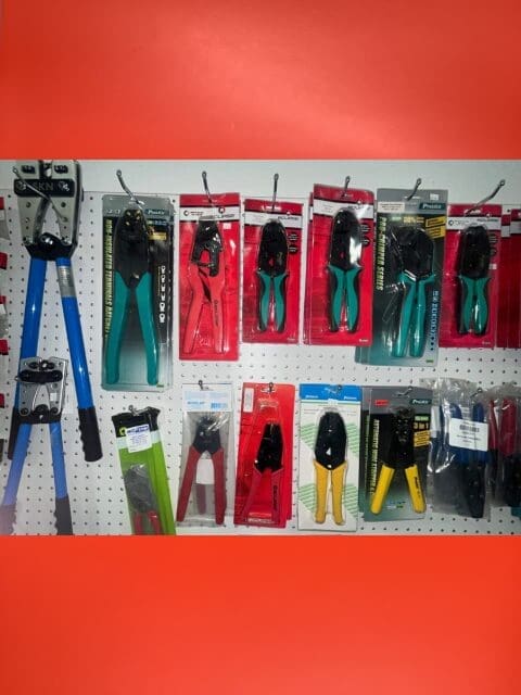 A wall of different types of tools on display.