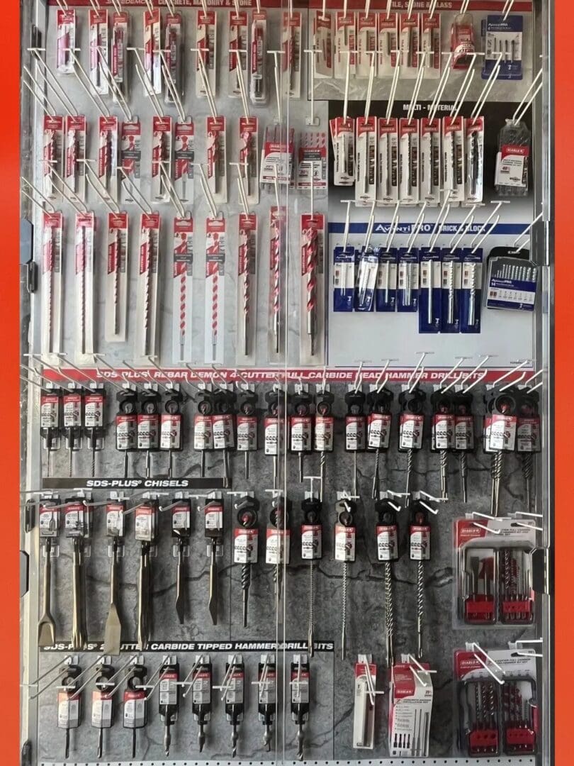 A wall of different types of tools on display.